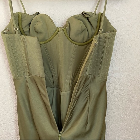 House of CB XS D-DD Myrna Olive green Corset Slip Dress NWOT size XS - Picture 9 of 11